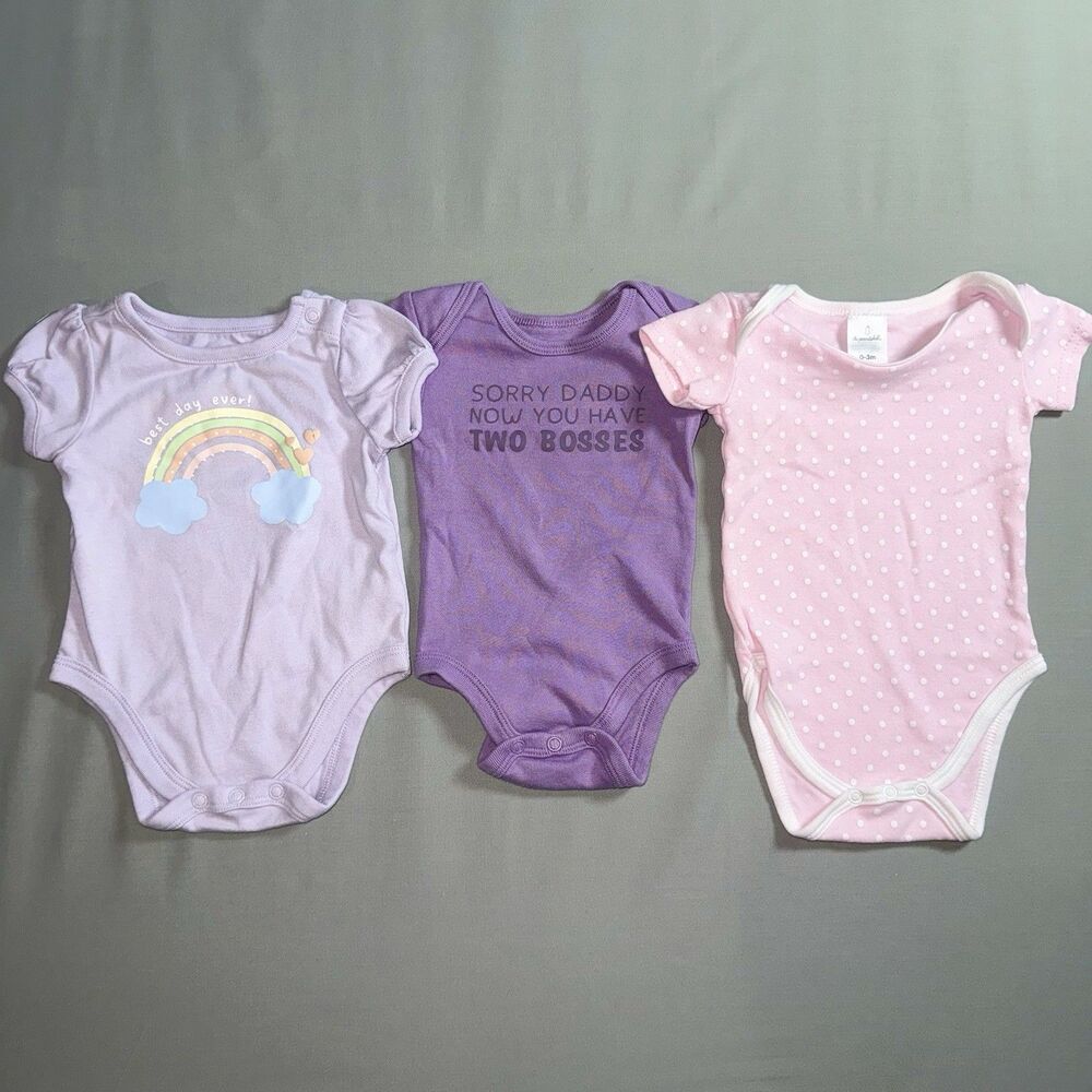 3 Piece Baby Girl Bundle 0-3 Months, Garanimals, Okiedokie, The Peanut Shell